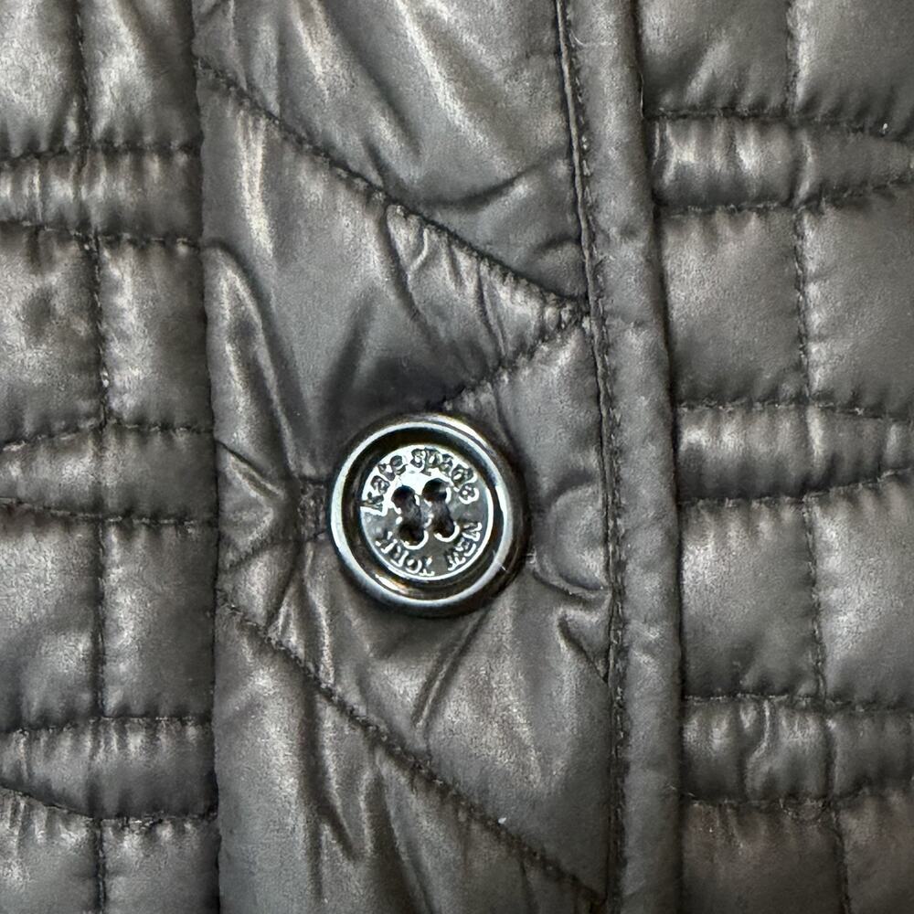 Kate Spade New York Black Quilted Collared Button Front Coat Size M PLEASE READ - Picture 4 of 16